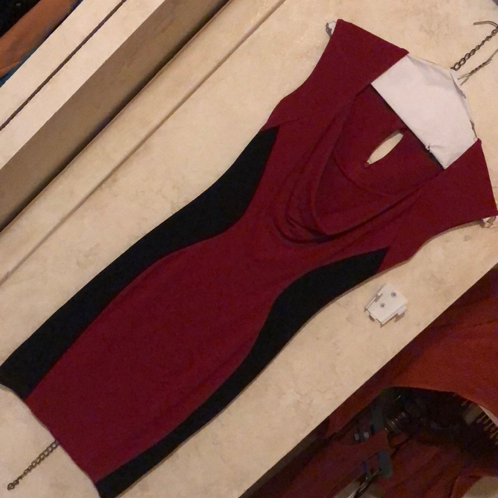 SOLD Slimming Dress with lined cowl neck